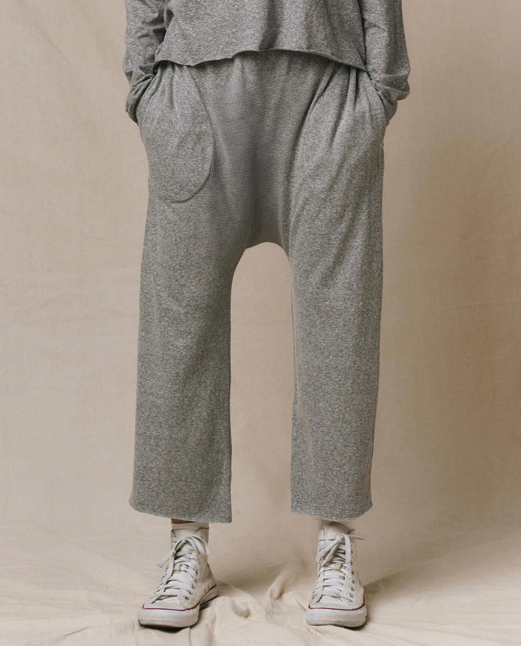 The Jersey Crop Pant. -- Heather Grey