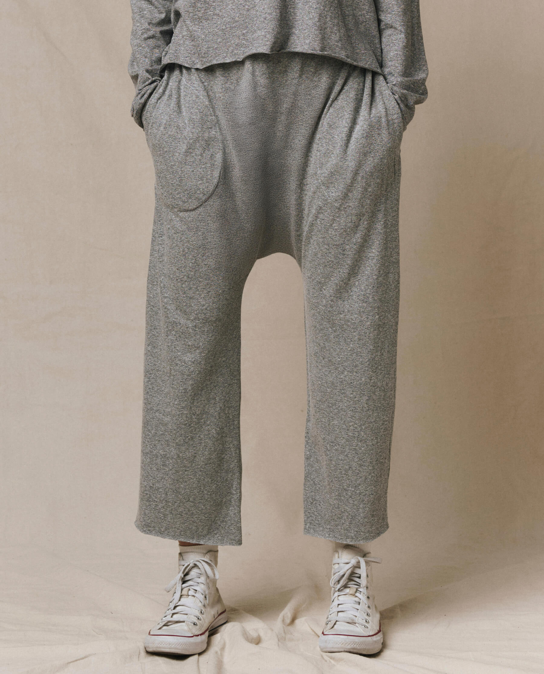The Jersey Crop Pant. -- Heather Grey