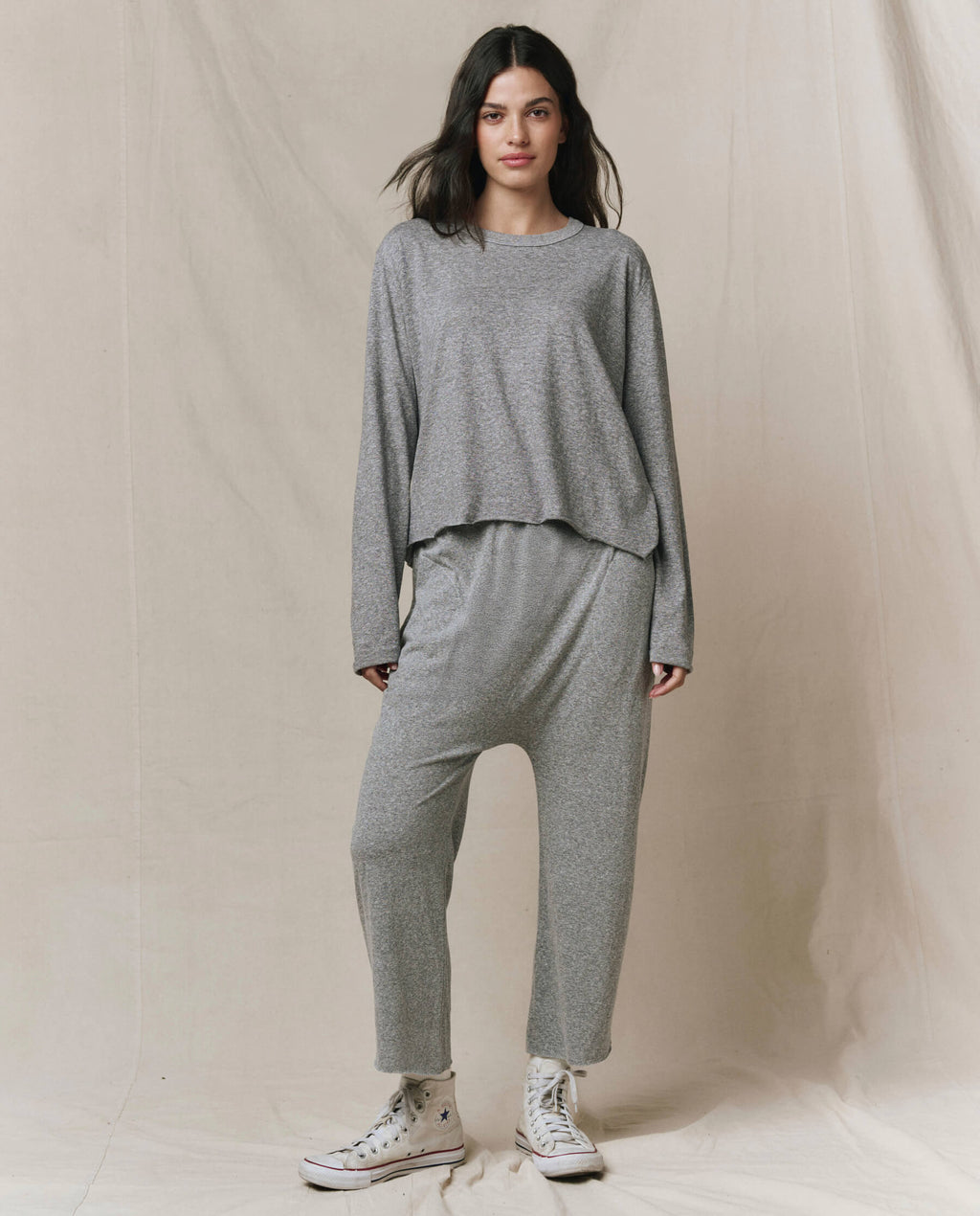 The Jersey Crop Pant. -- Heather Grey