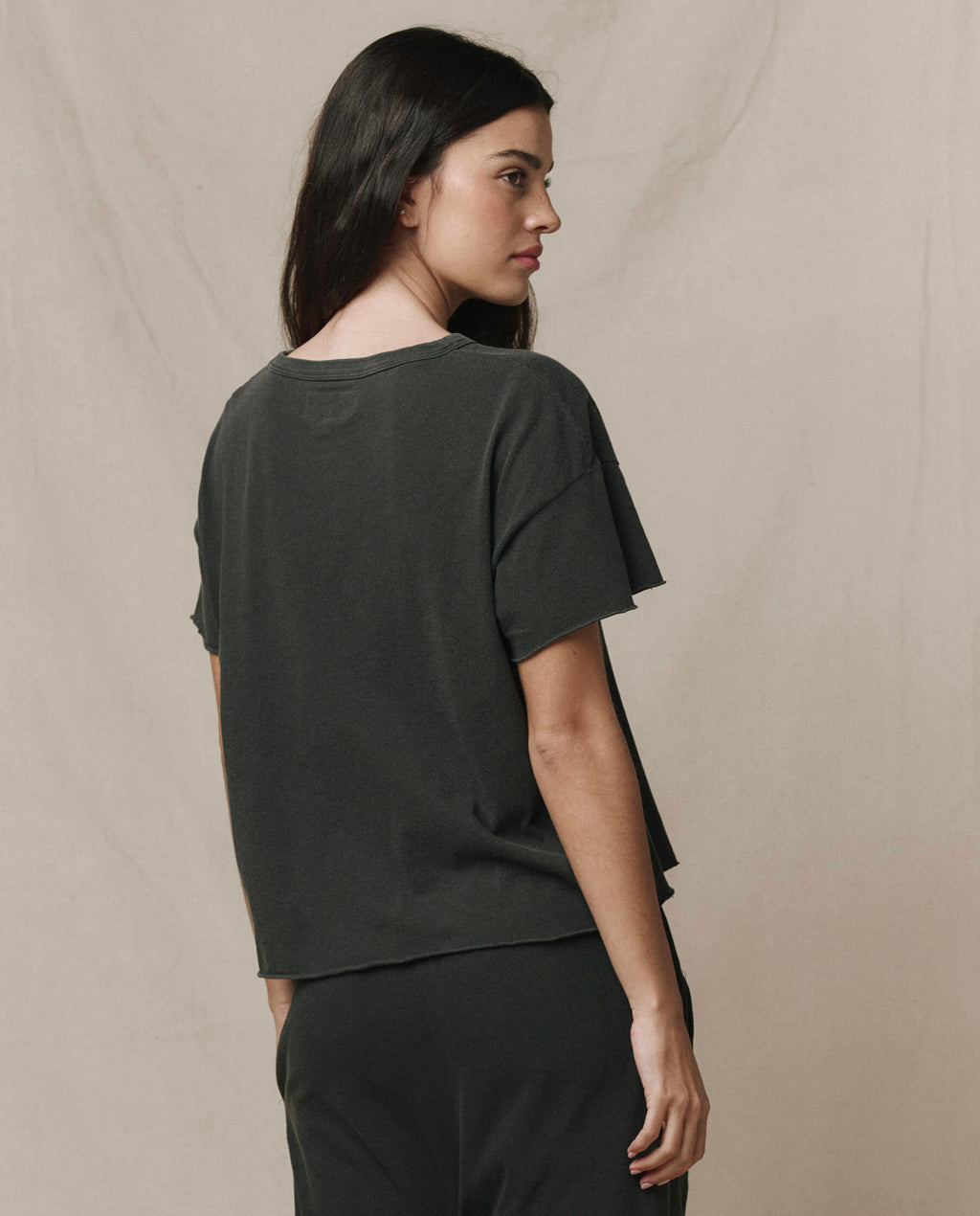 The Crop Tee. Solid -- Washed Black