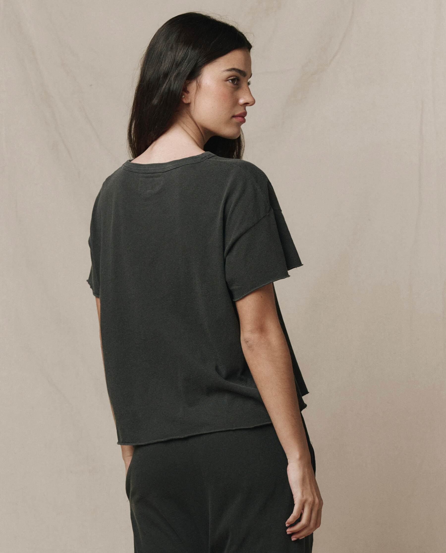 The Crop Tee. Solid -- Washed Black