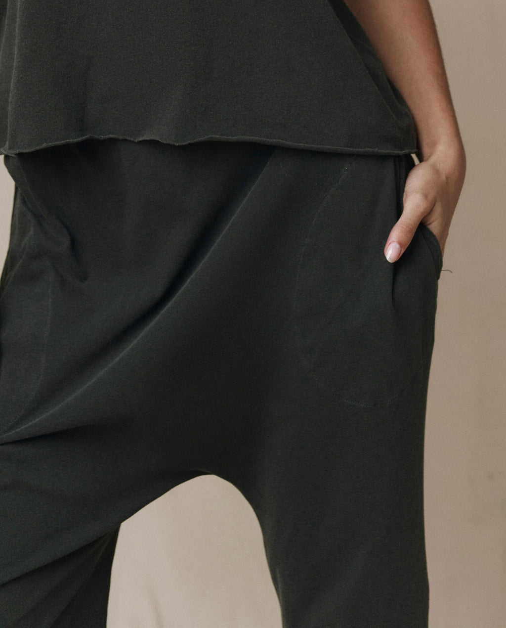 The Jersey Crop Pant. -- Washed Black