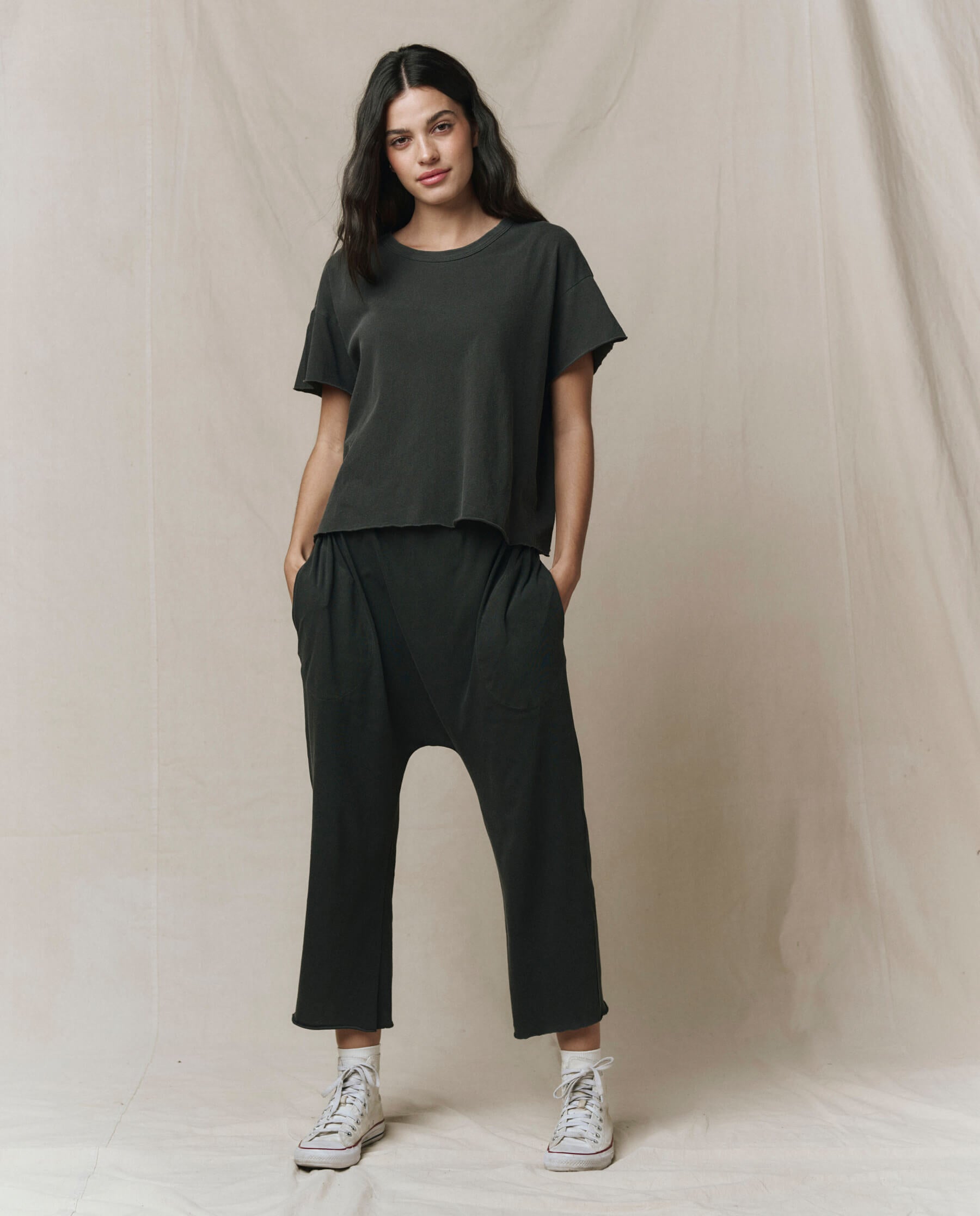 The Jersey Crop Pant. -- Washed Black