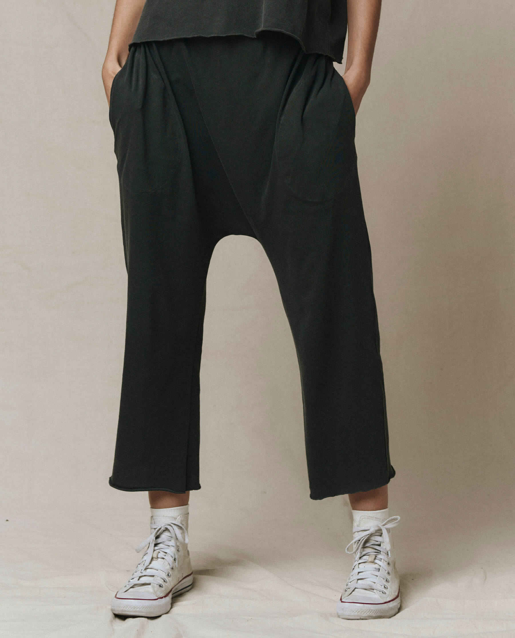 The Jersey Crop Pant. -- Washed Black