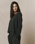 The Long Sleeve Crop Tee. -- Washed Black