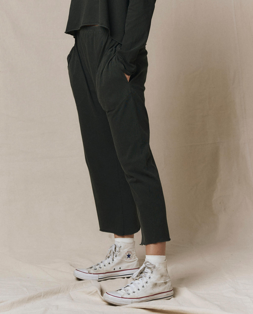 The Jersey Crop Pant. -- Washed Black