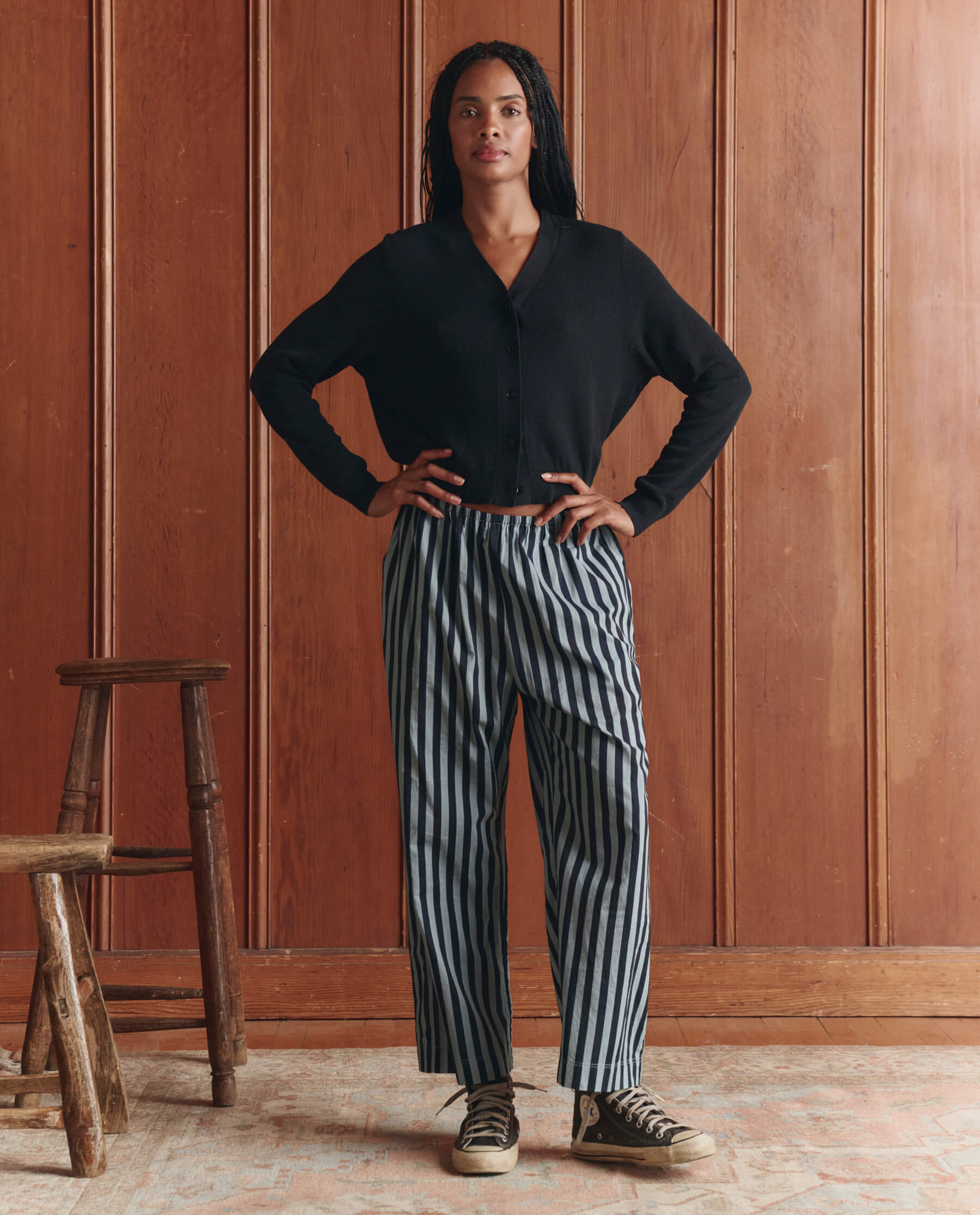 The Everyday Pull On Pant. -- Blue Club Stripe