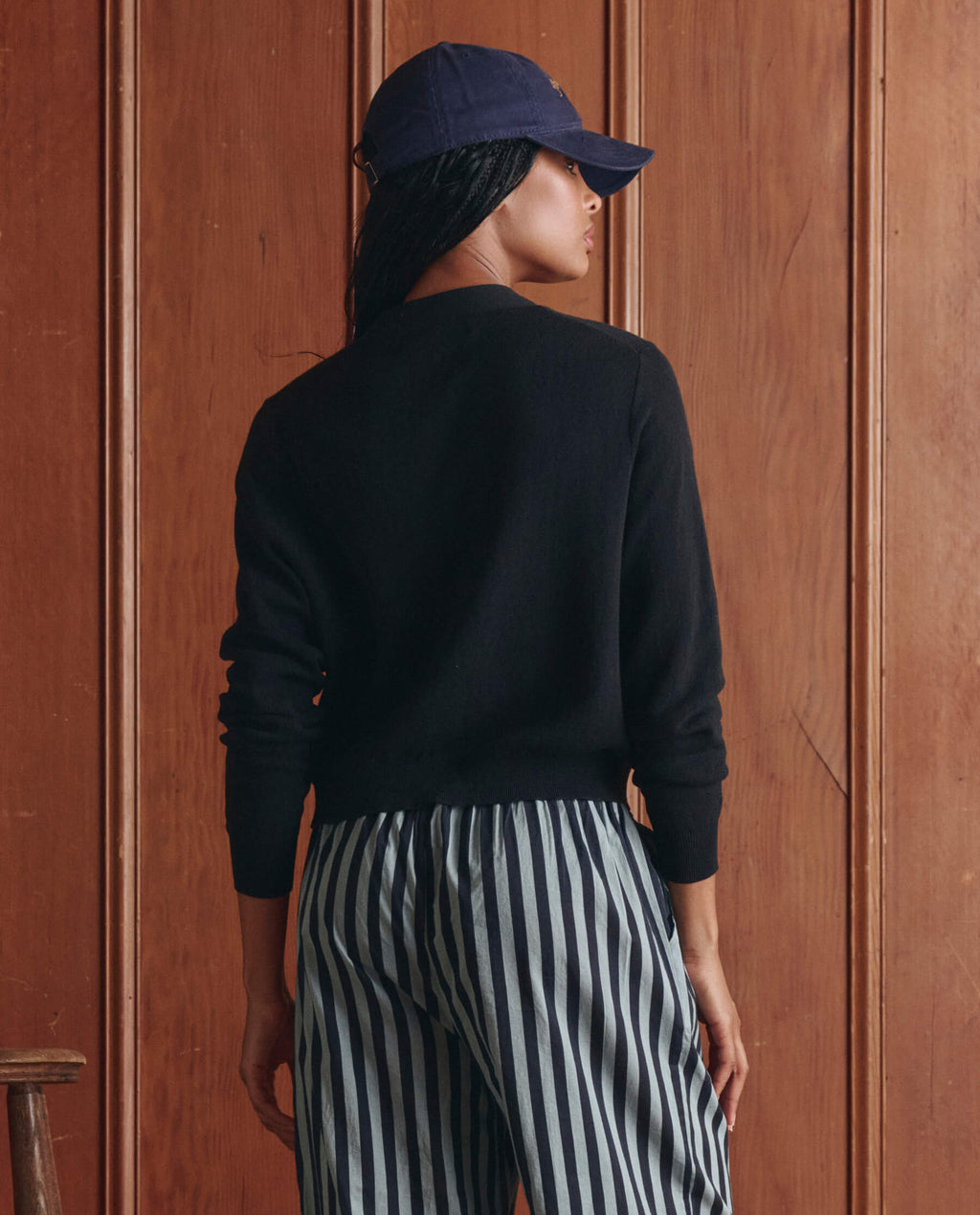 The Shrunken V Neck Cardigan. -- Black