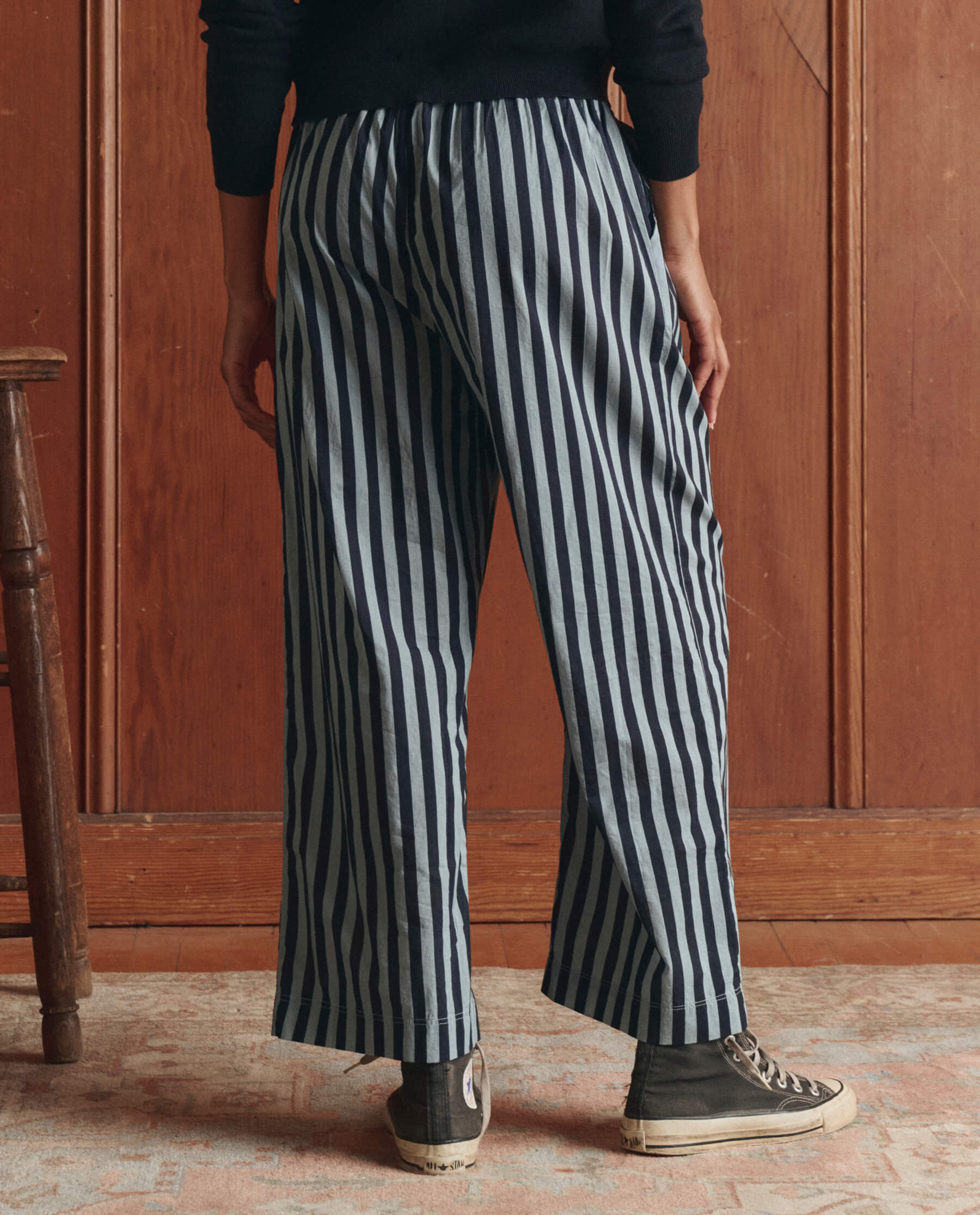 The Everyday Pull On Pant. -- Blue Club Stripe