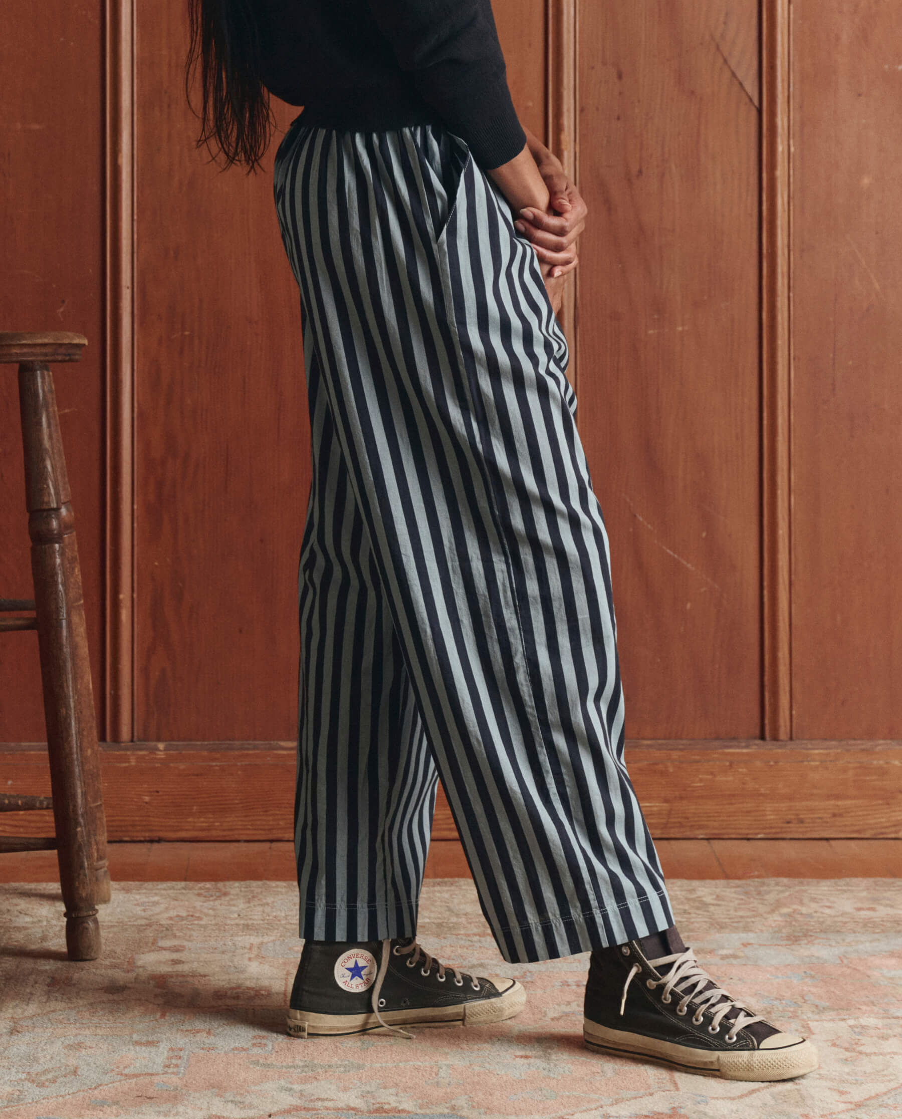 The Everyday Pull On Pant. -- Blue Club Stripe