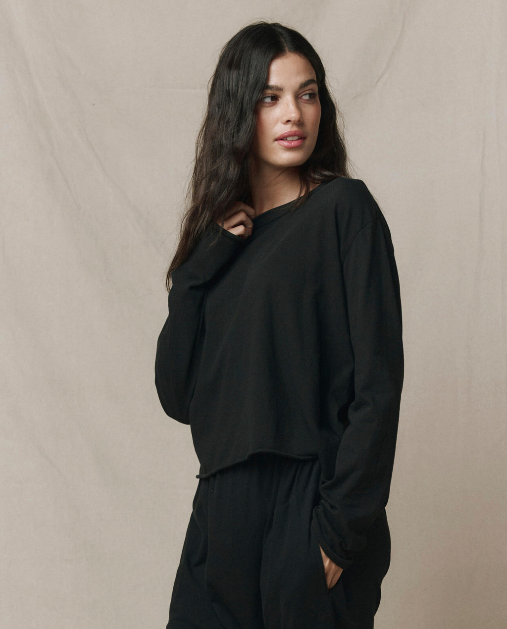 The Long Sleeve Crop Tee. -- Almost Black