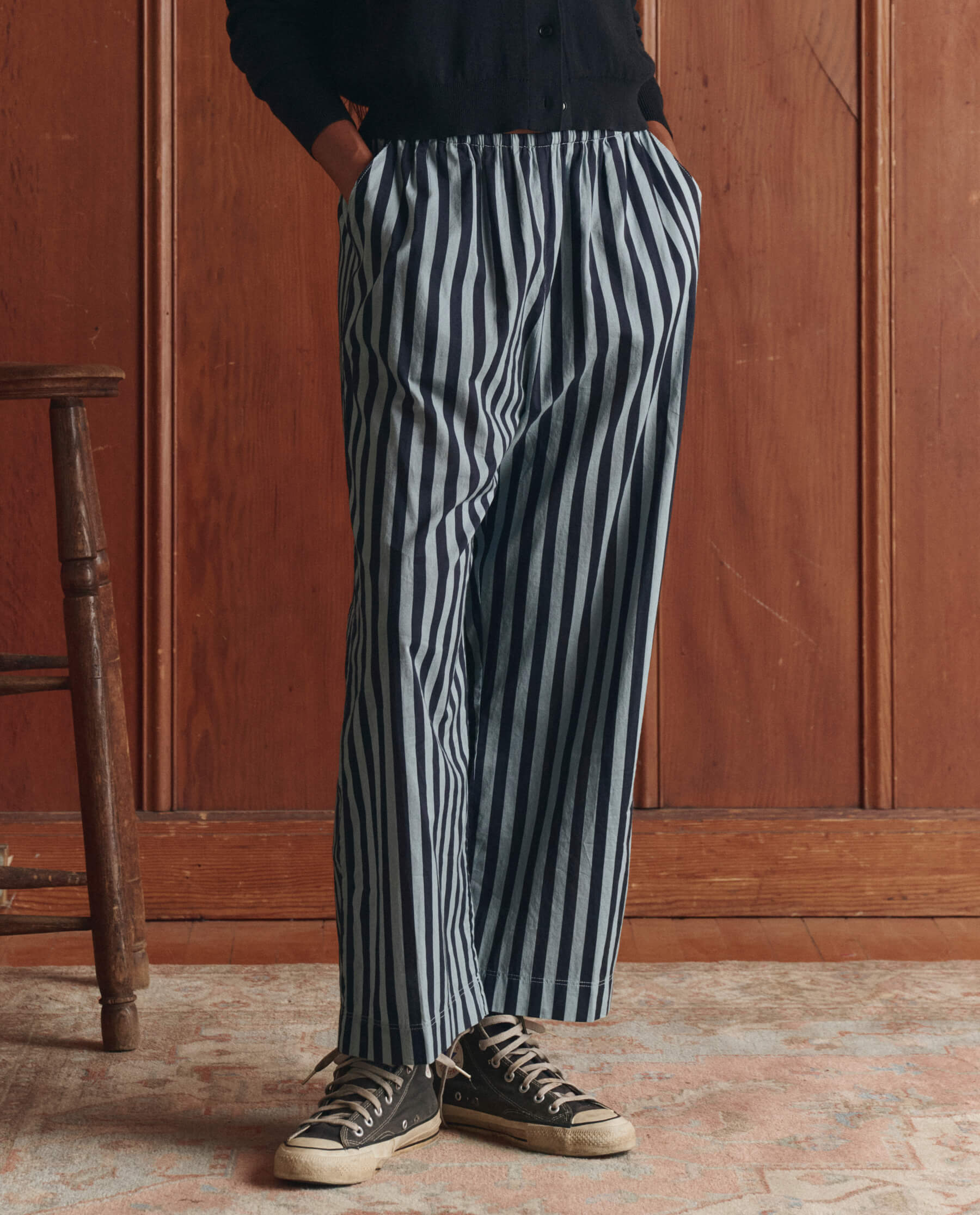 The Everyday Pull On Pant. -- Blue Club Stripe