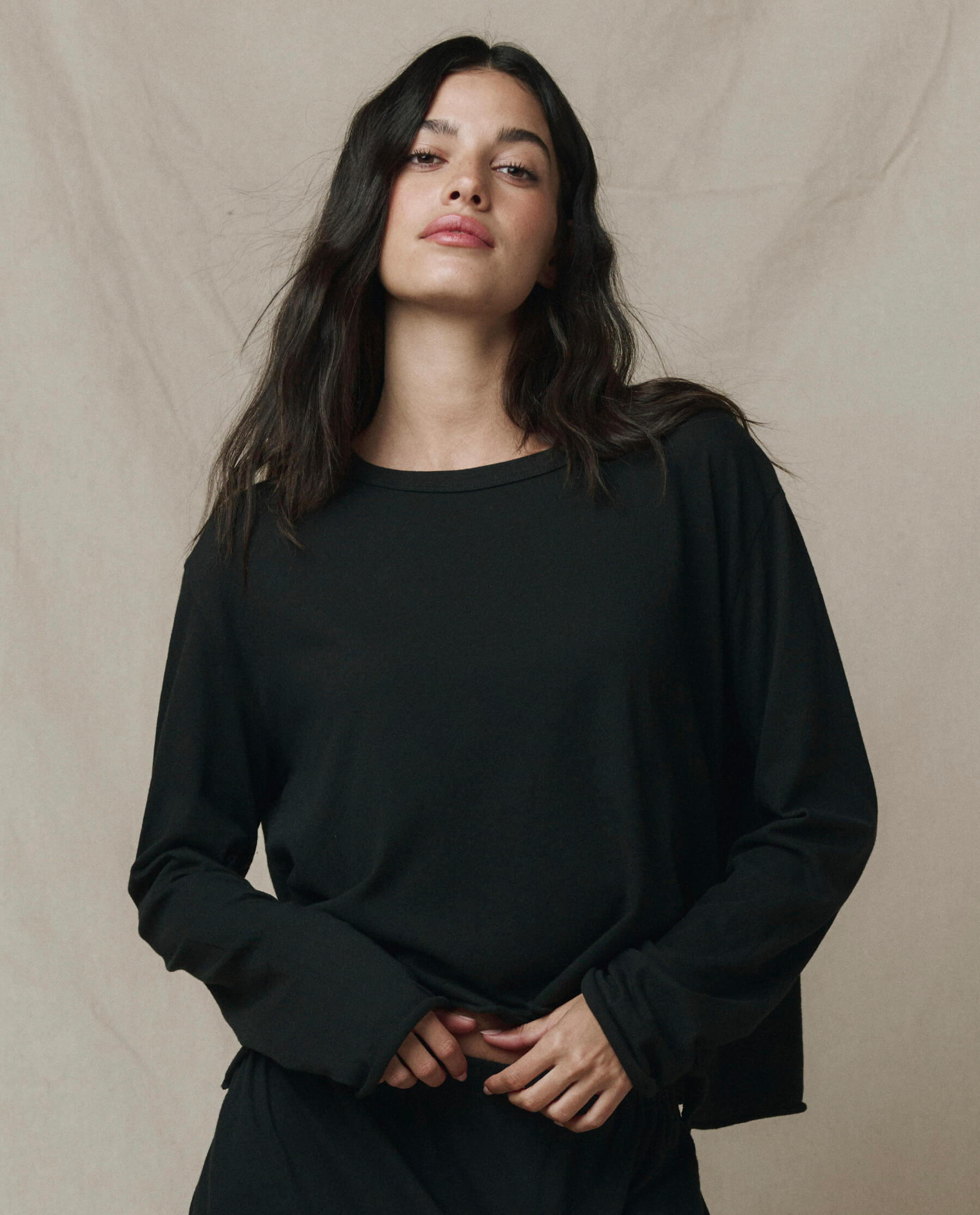 The Long Sleeve Crop Tee. -- Almost Black