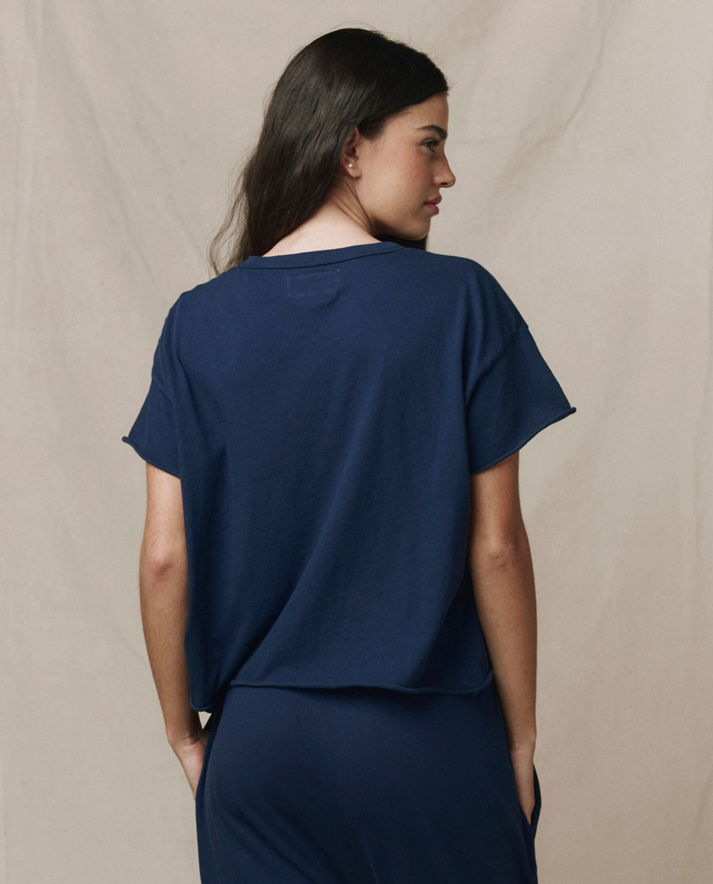 The Crop Tee. Solid -- True Navy