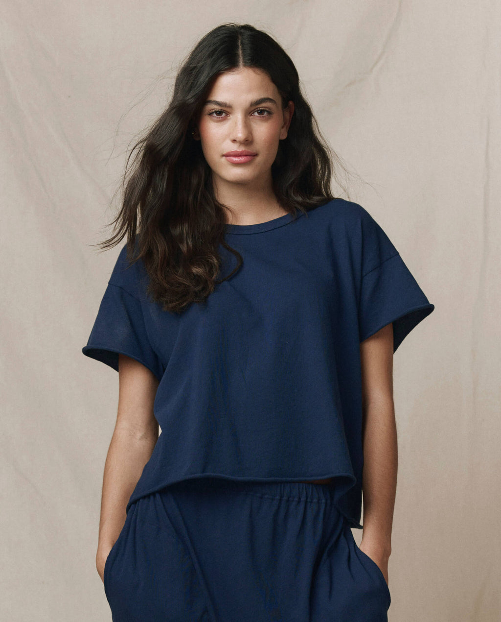 The Crop Tee. Solid -- True Navy