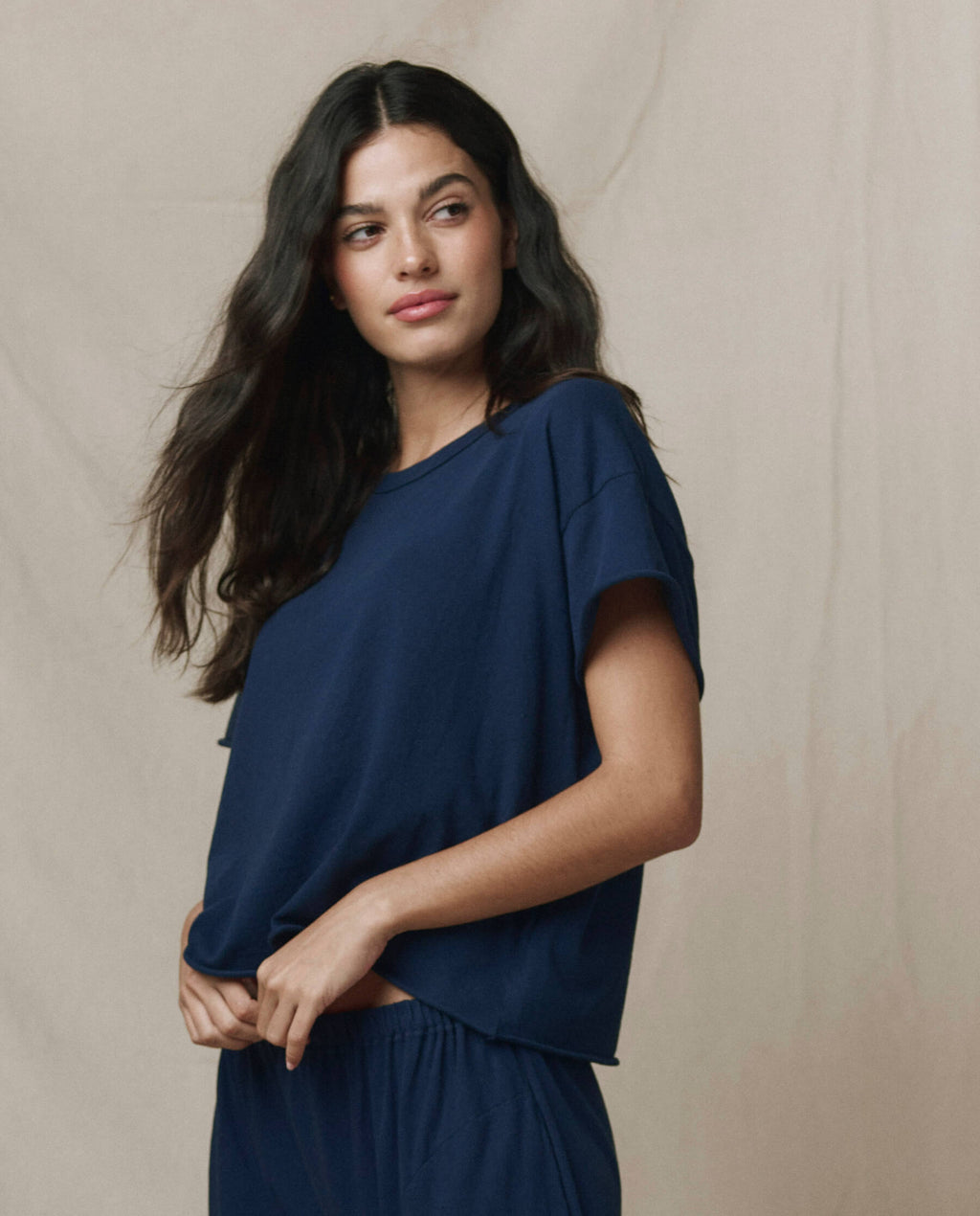 The Crop Tee. Solid -- True Navy