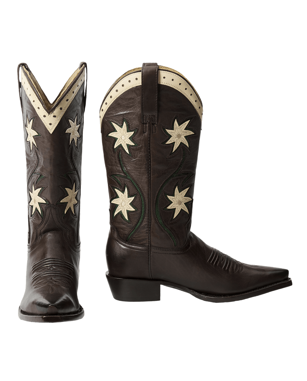 The Cowboy Boot (Leather Floral). -- Brown Floral