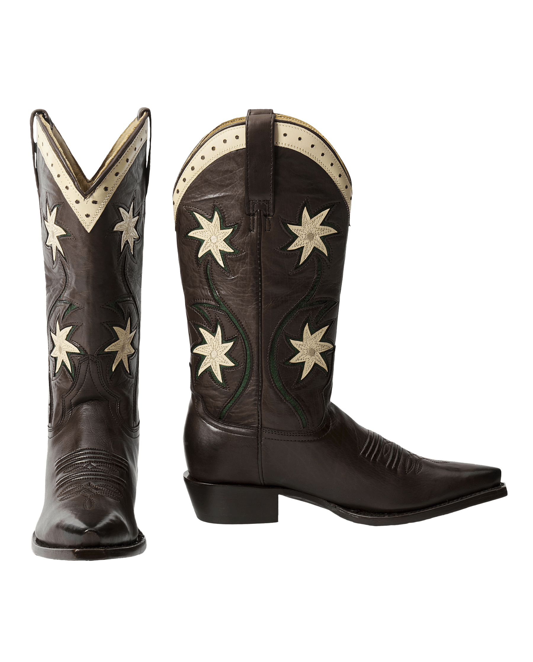 The Cowboy Boot (Leather Floral). -- Brown Floral