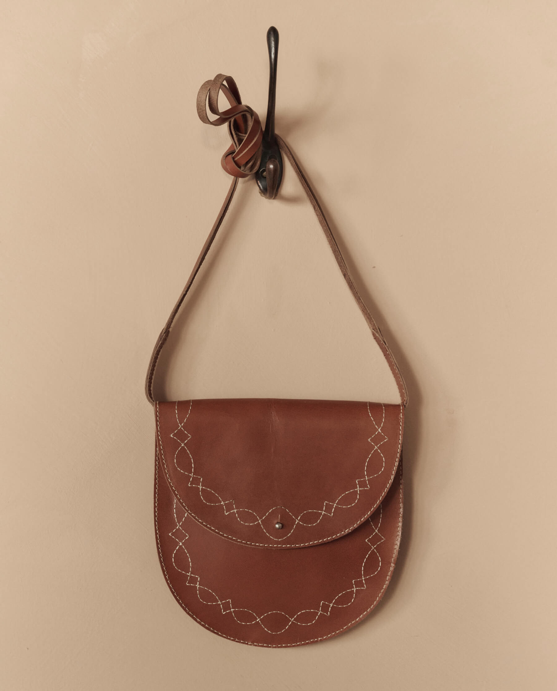 The Saddle Stitch Bag. -- Cognac