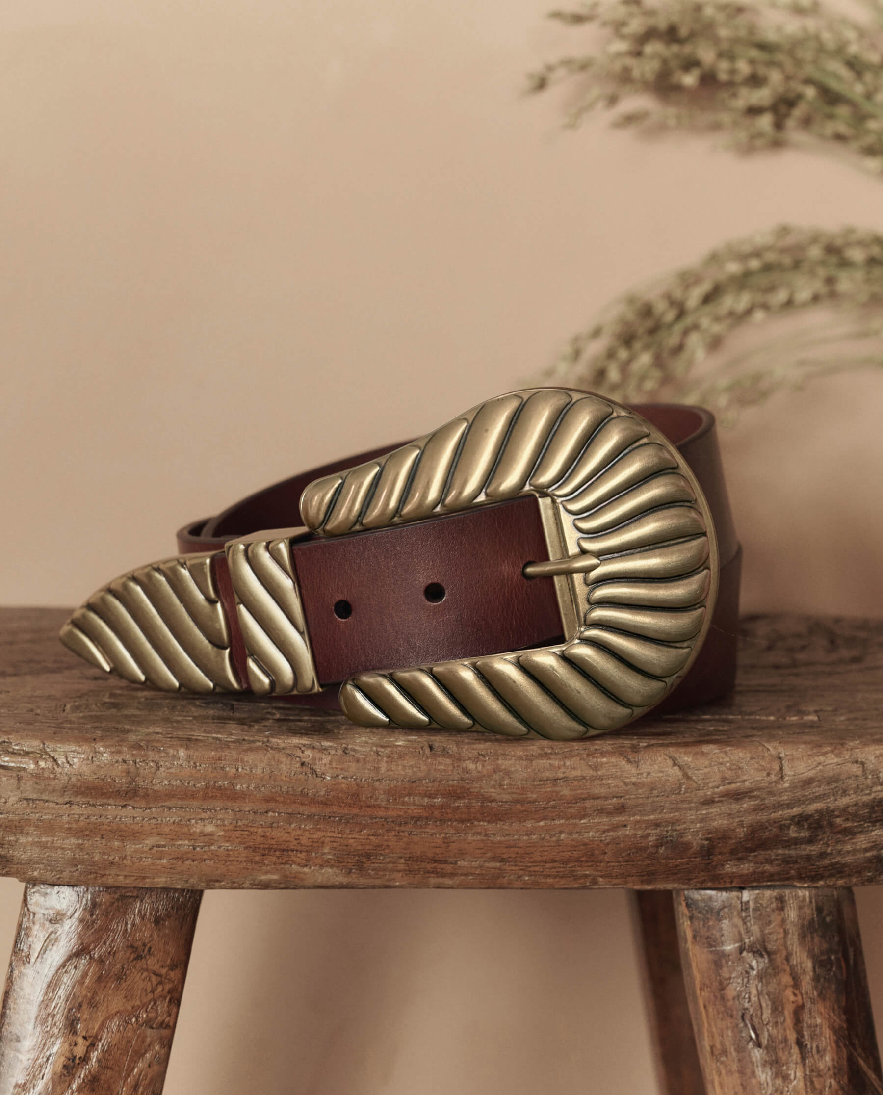 The Big Buckle Belt. -- Cognac With Brass