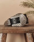 The Big Buckle Belt. -- Black With Silver