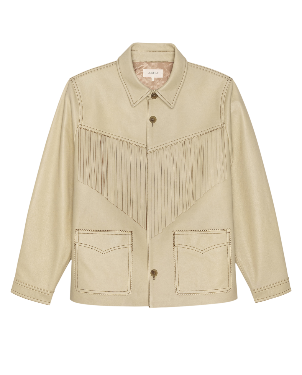 The Leather Fringe Jacket. -- Toasted Almond