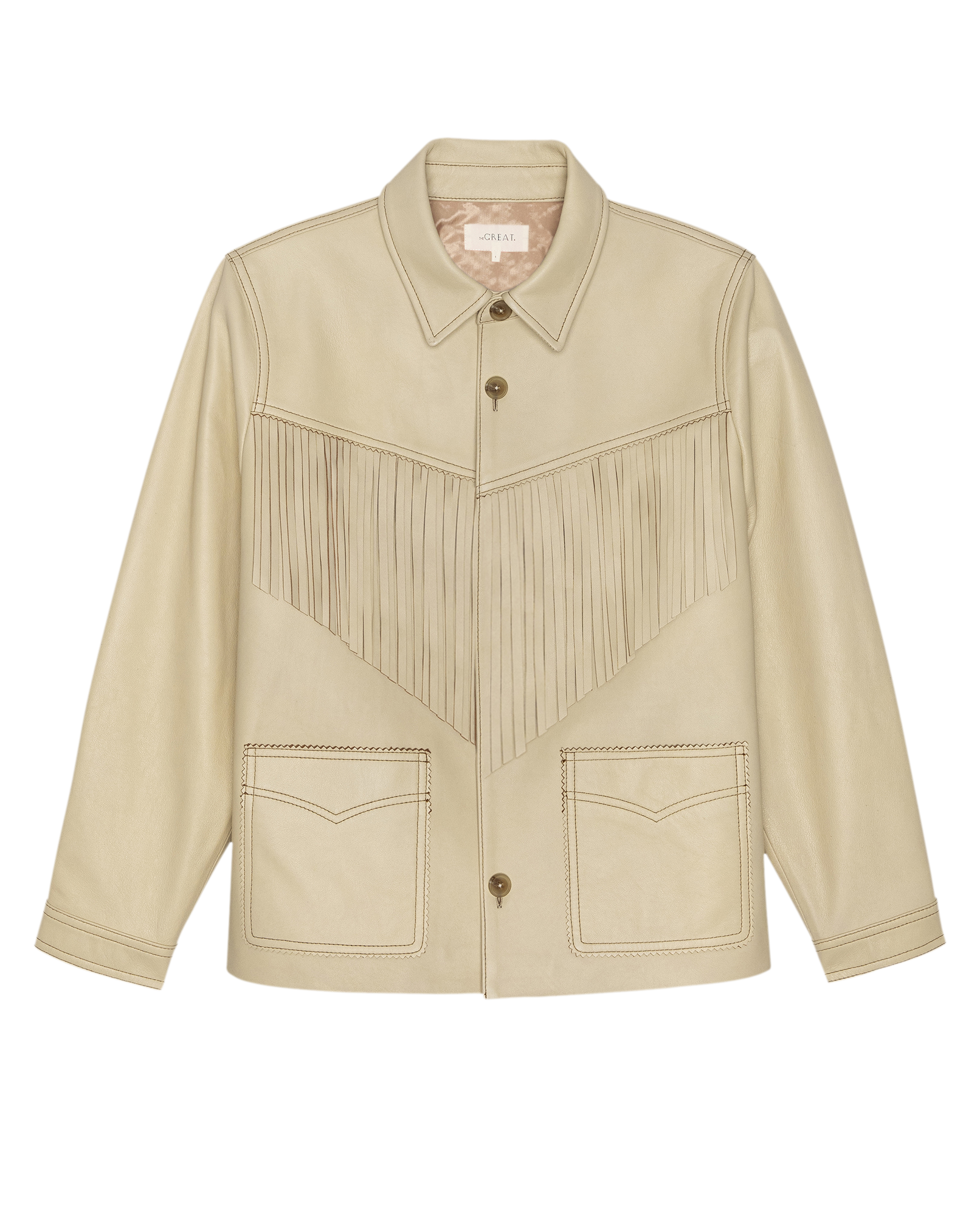 The Leather Fringe Jacket. -- Toasted Almond