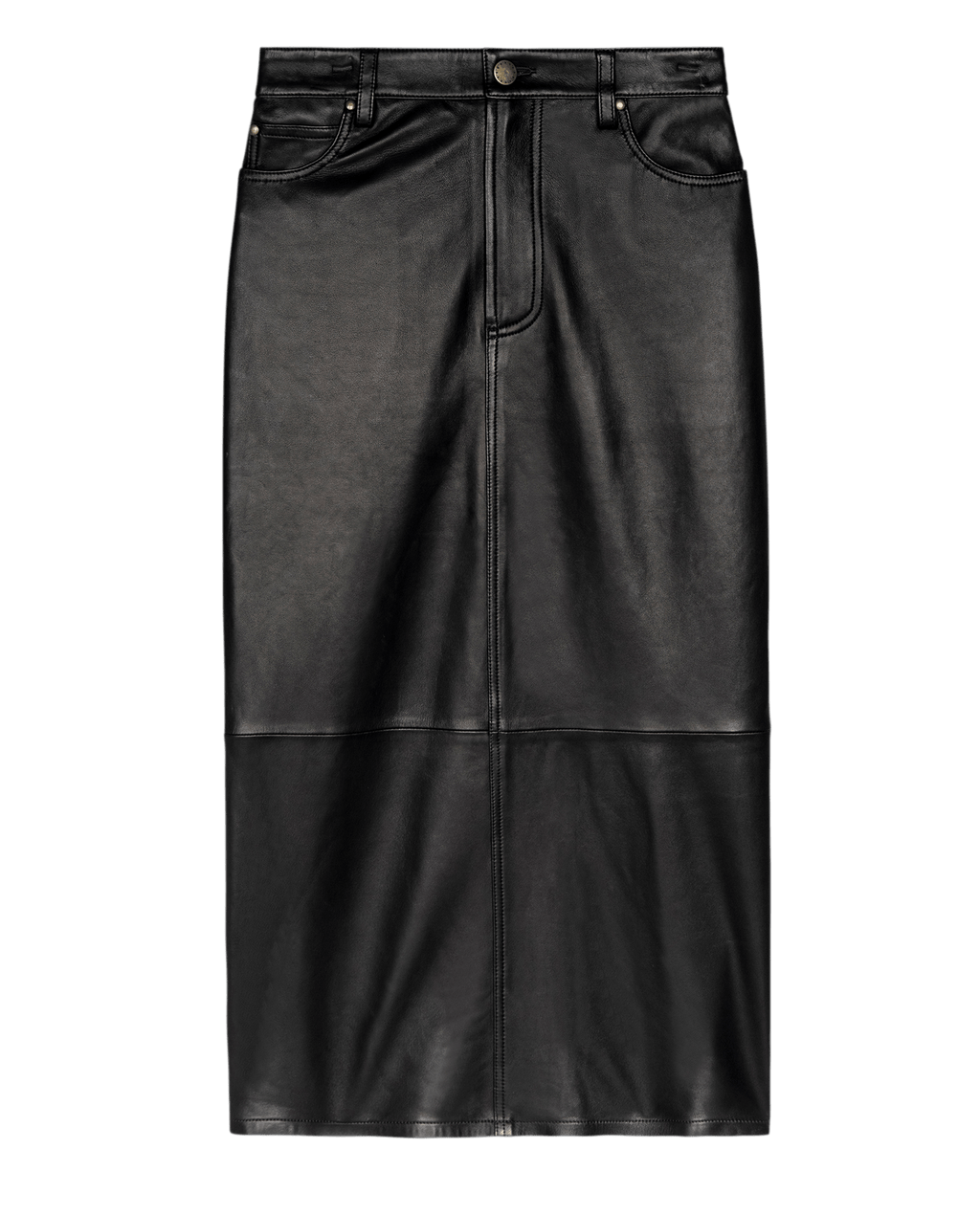 The Leather Column Skirt. -- Black