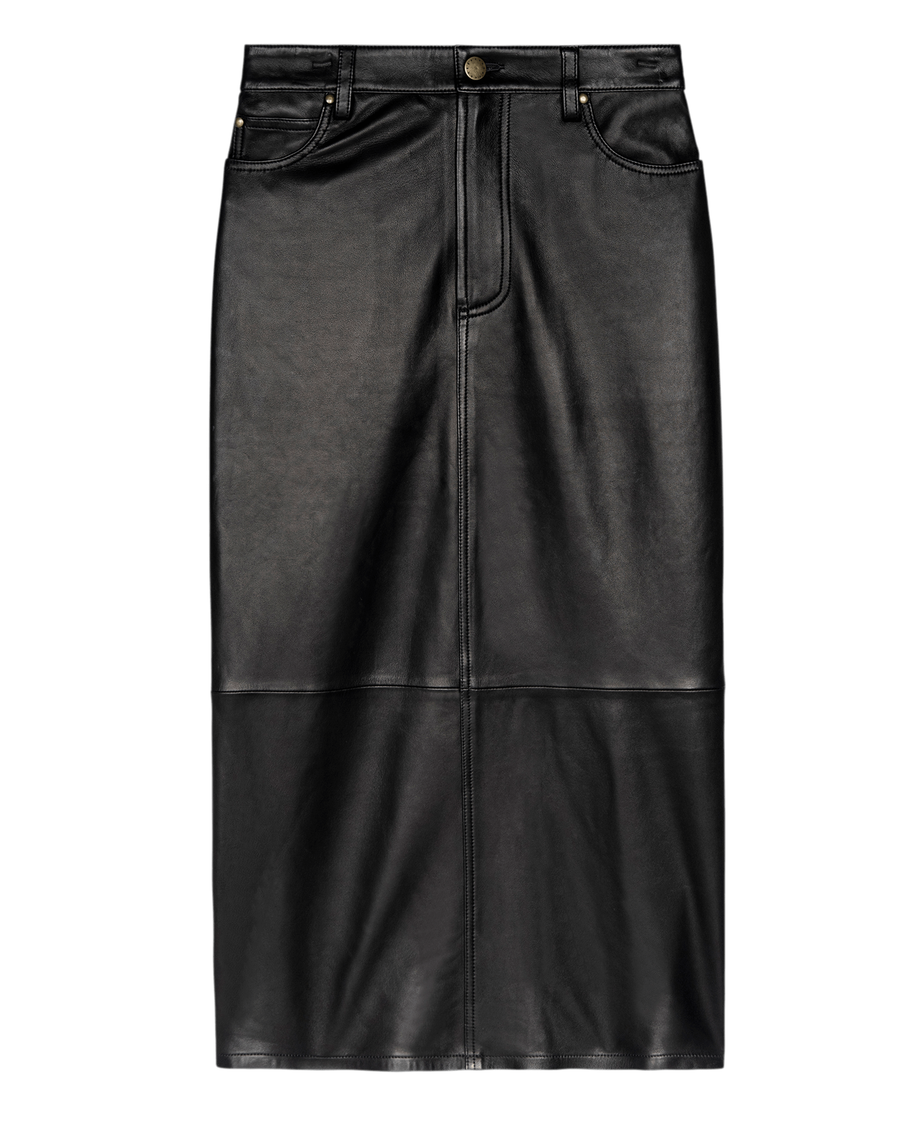 The Leather Column Skirt. -- Black