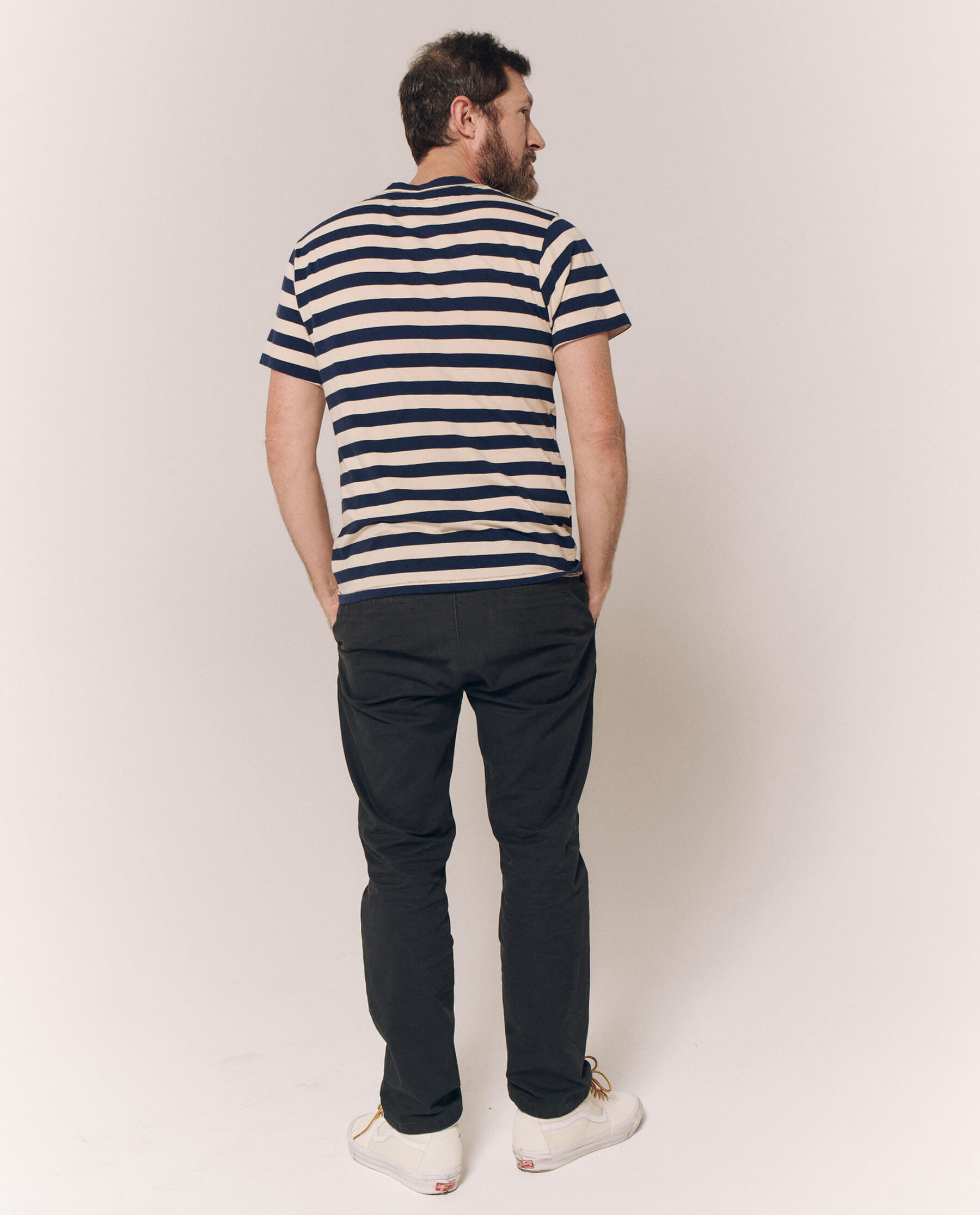 The Men's Slim Tee. -- Navy and Cream Scholar Stripe