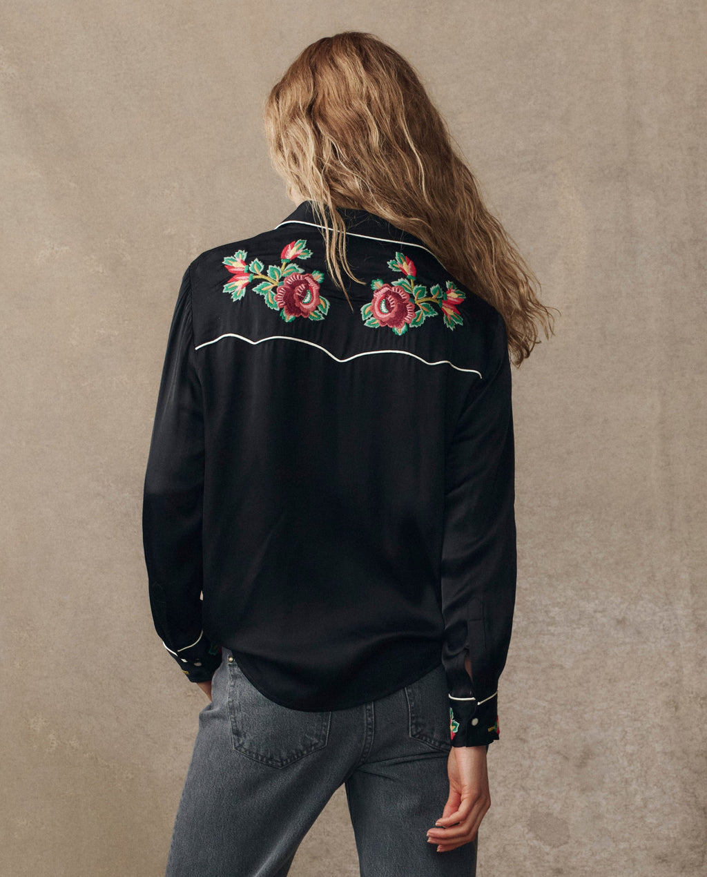 The Heirloom Rose Western Shirt. -- Black
