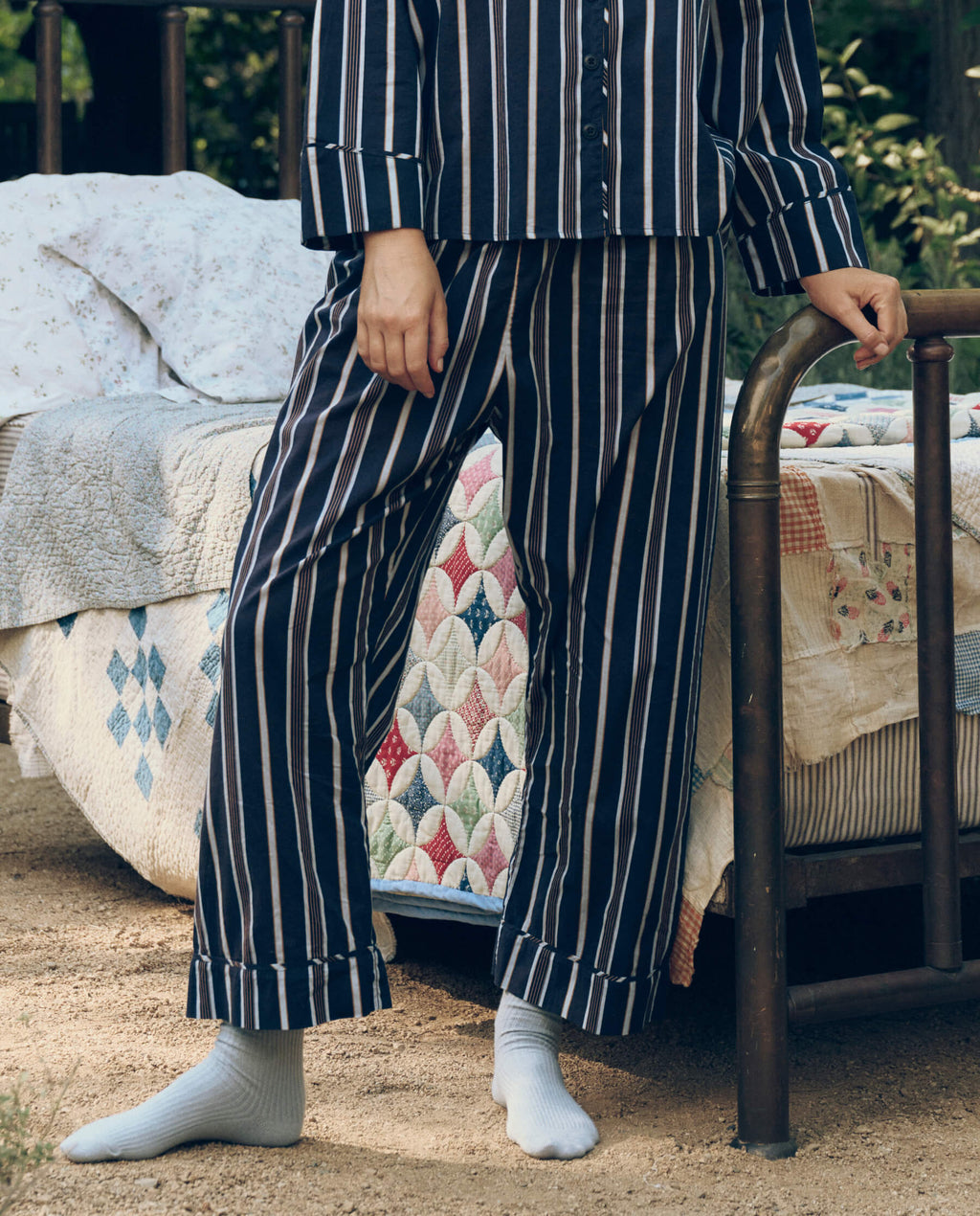 The Easy Sleep Pant. -- Coastline Stripe