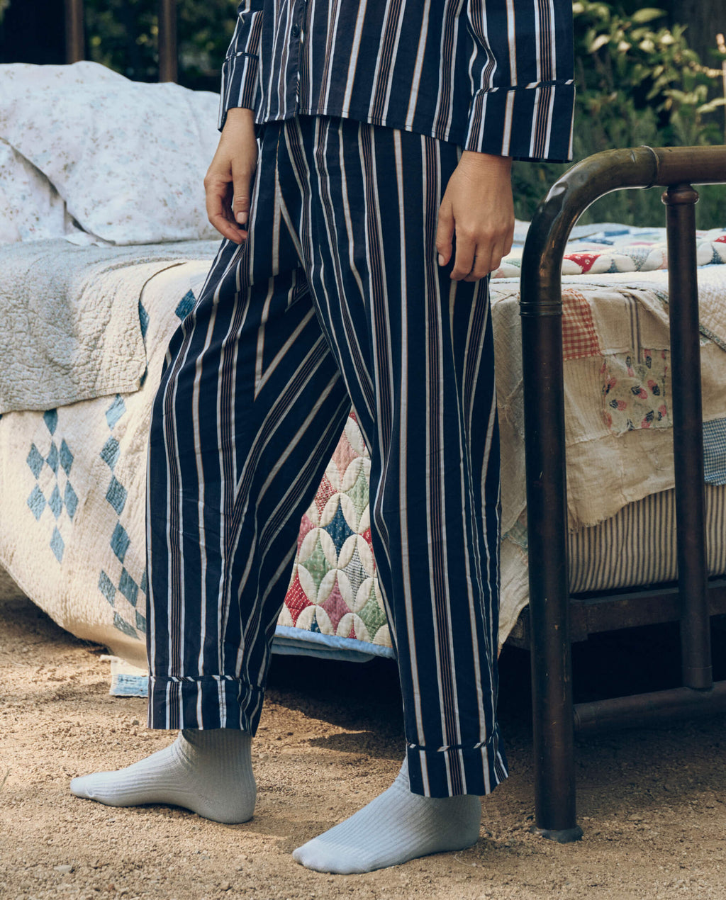 The Easy Sleep Pant. -- Coastline Stripe
