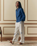 The Weekend Pant W/ Hanky Embroidery. -- Cream