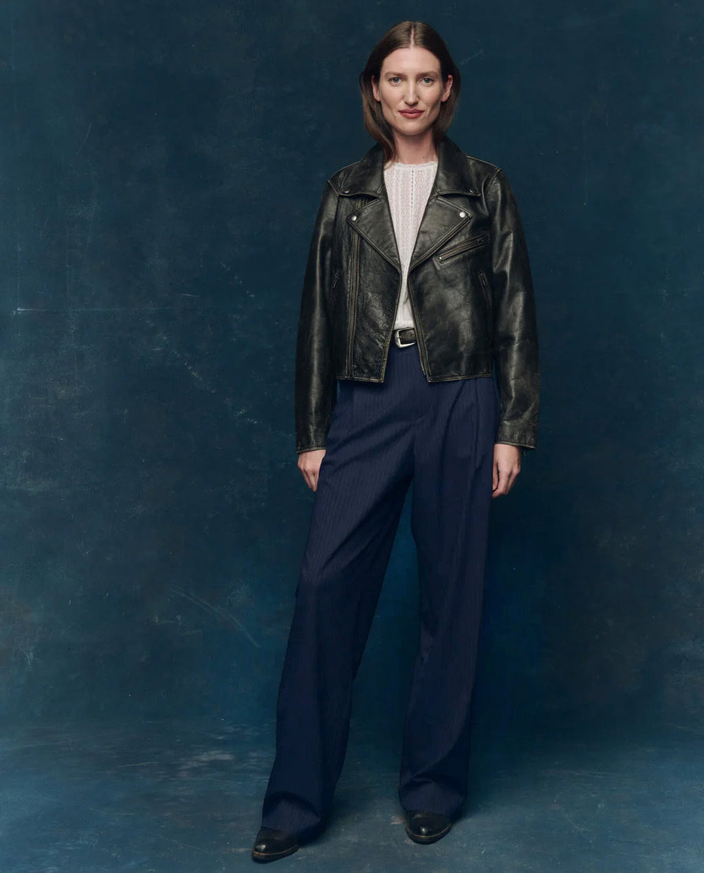 The Menswear Trouser. -- Dark Blue Stripe