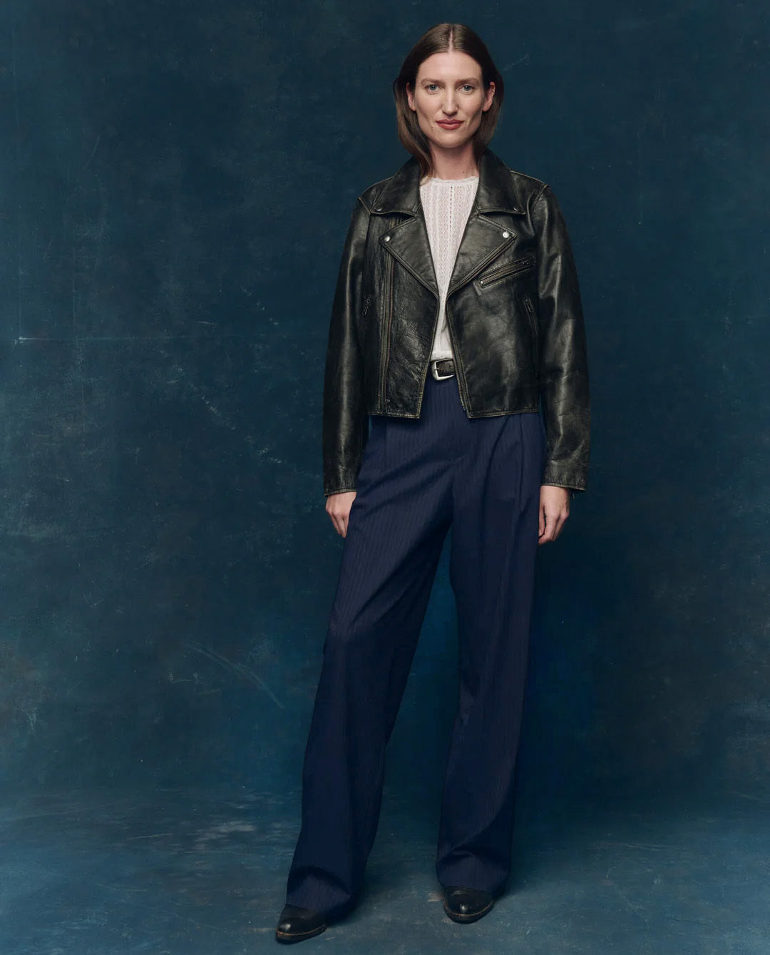 The Menswear Trouser. -- Dark Blue Stripe