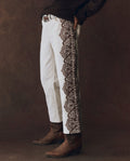 The Lace Print Wayne Jean. -- Cream with Brown