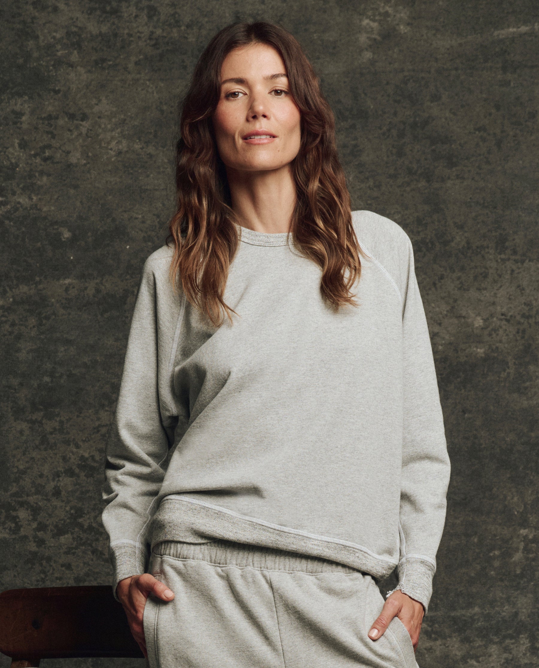 The Fleece College Sweatshirt. Solid -- Heather Grey
