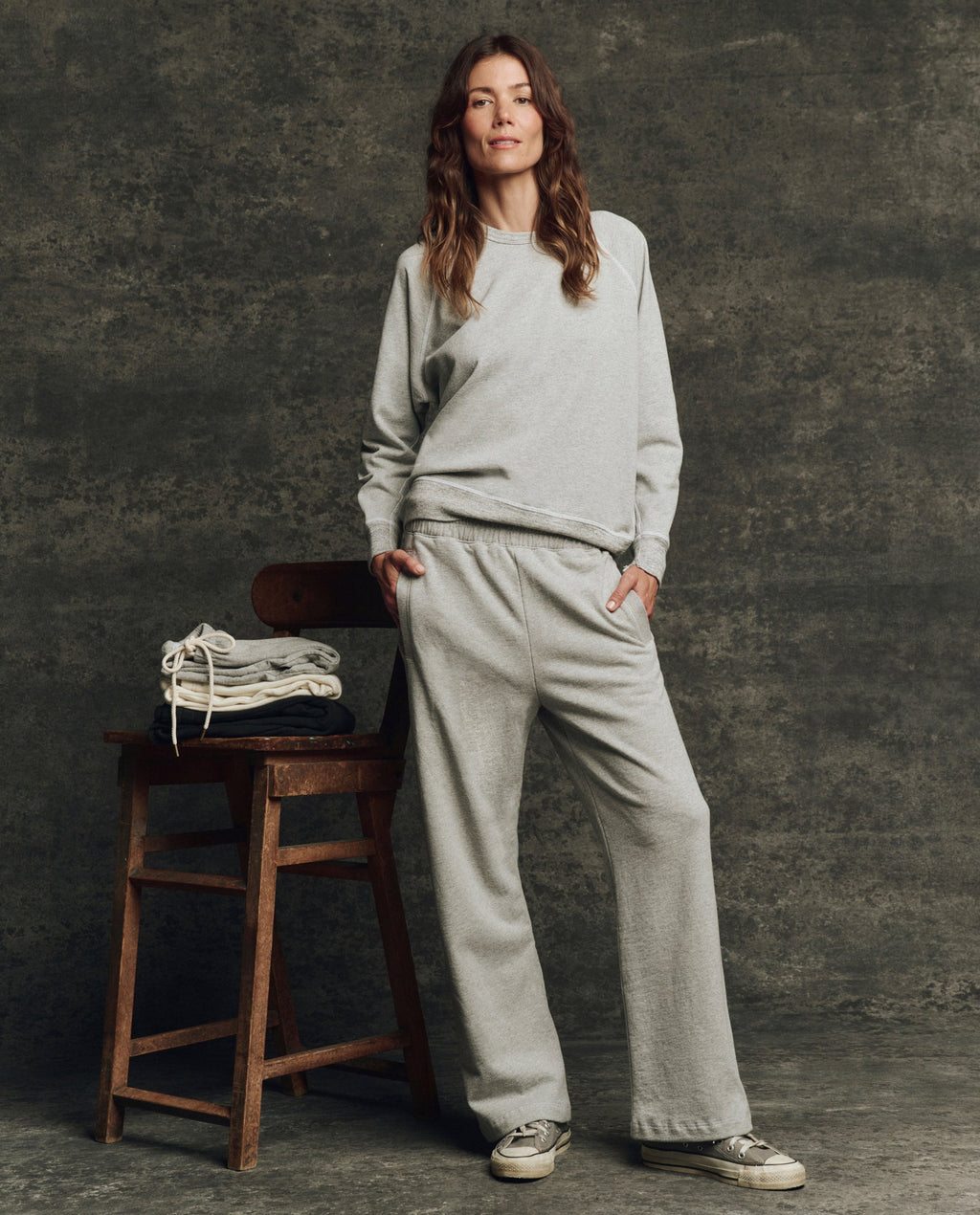 The Fleece College Sweatshirt. Solid -- Heather Grey