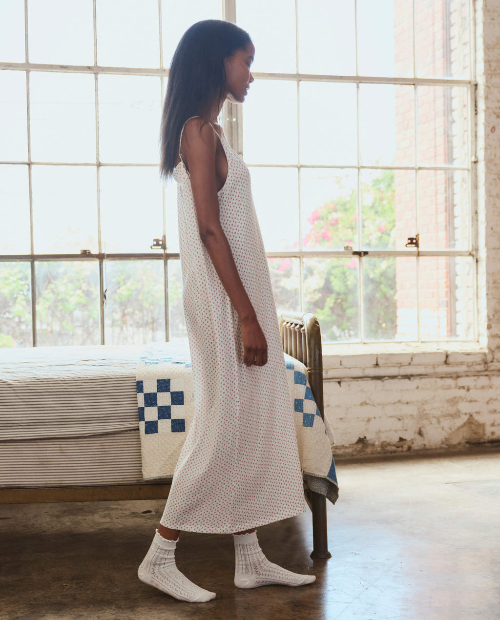 The Slip Sleeper V Neck Dress. -- Calico Rose