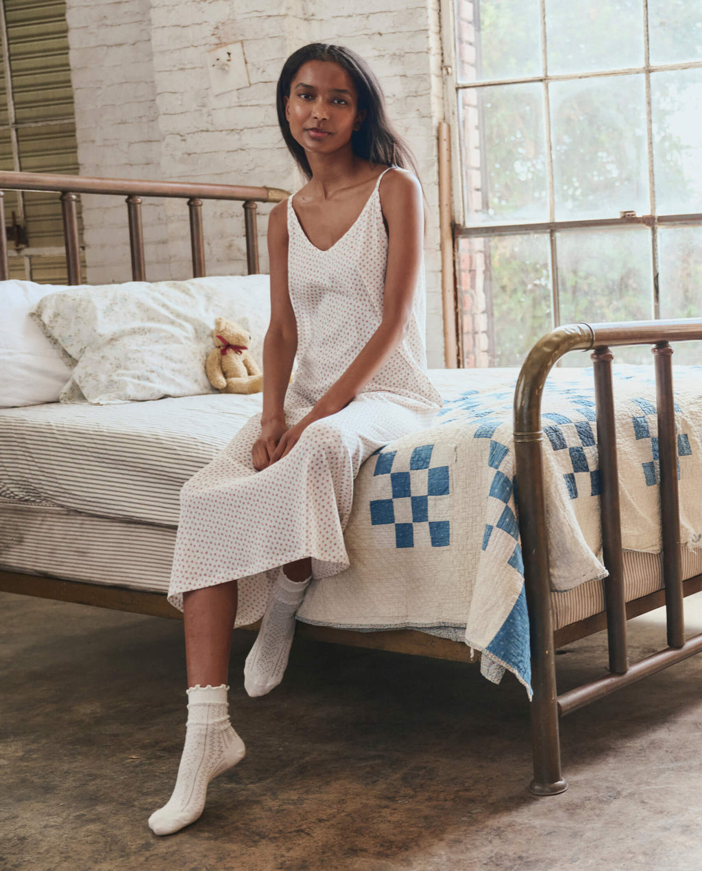 The Slip Sleeper V Neck Dress. -- Calico Rose