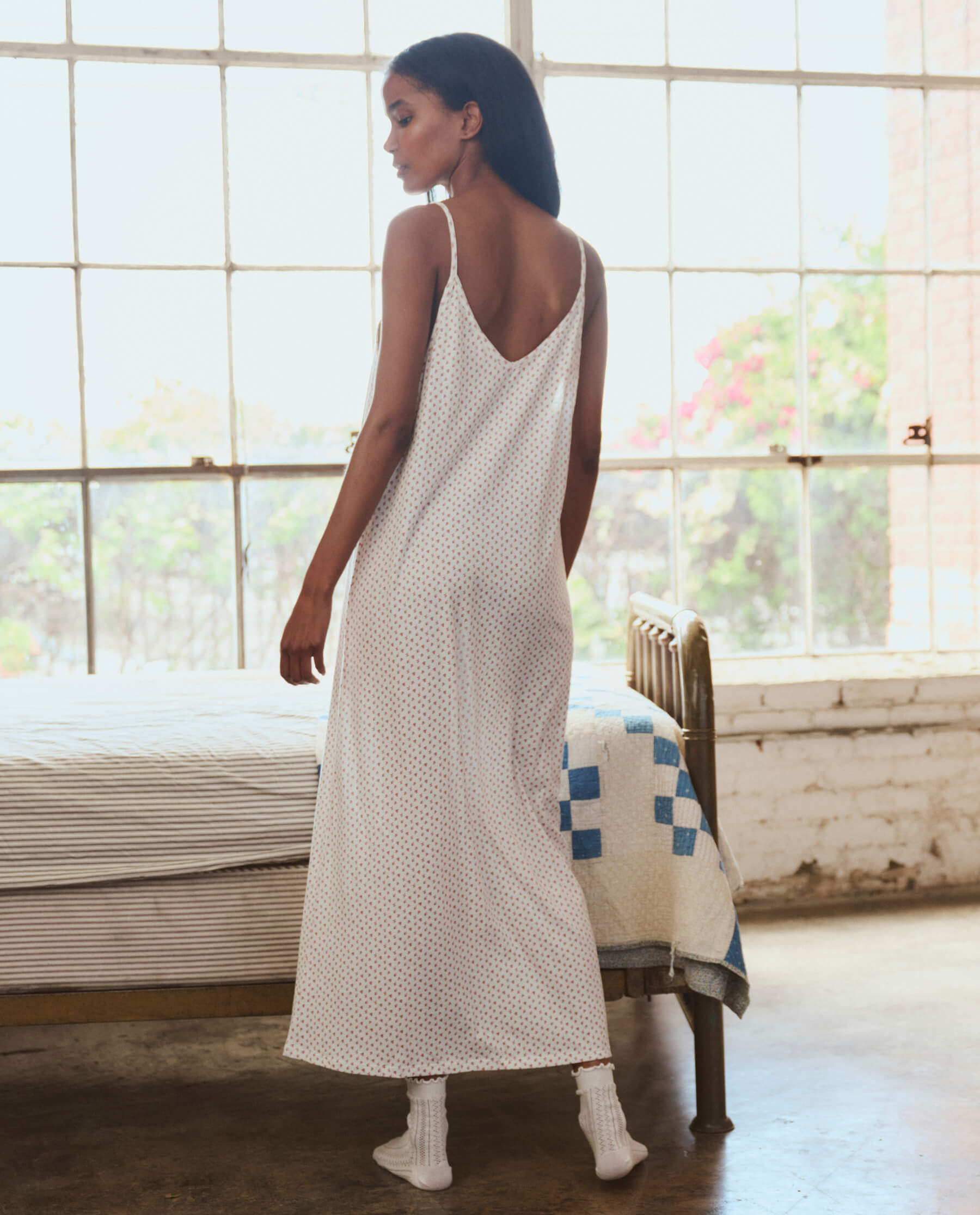 The Slip Sleeper V Neck Dress. -- Calico Rose