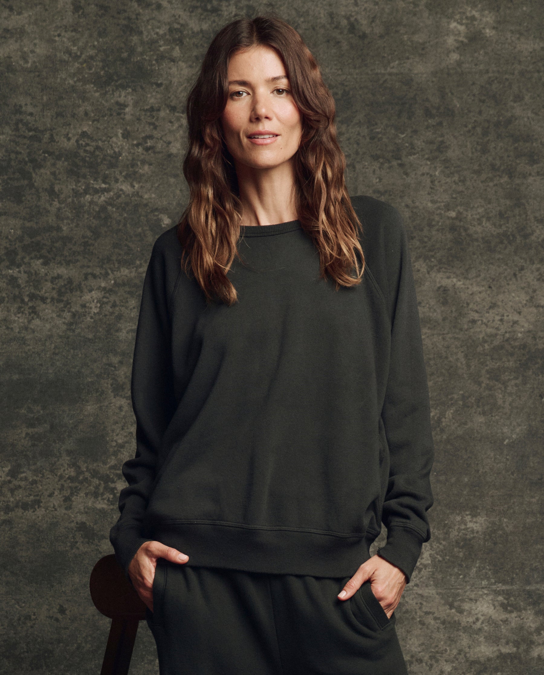 The Fleece College Sweatshirt. Solid -- Almost Black