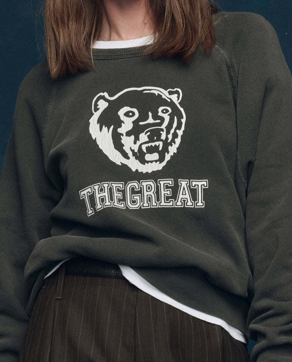The College Sweatshirt. Graphic Novelty -- Washed Black with Bear Graphic