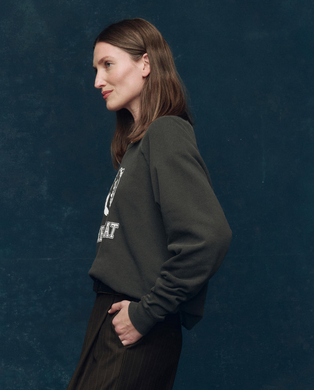 The College Sweatshirt. Graphic Novelty -- Washed Black with Bear Graphic