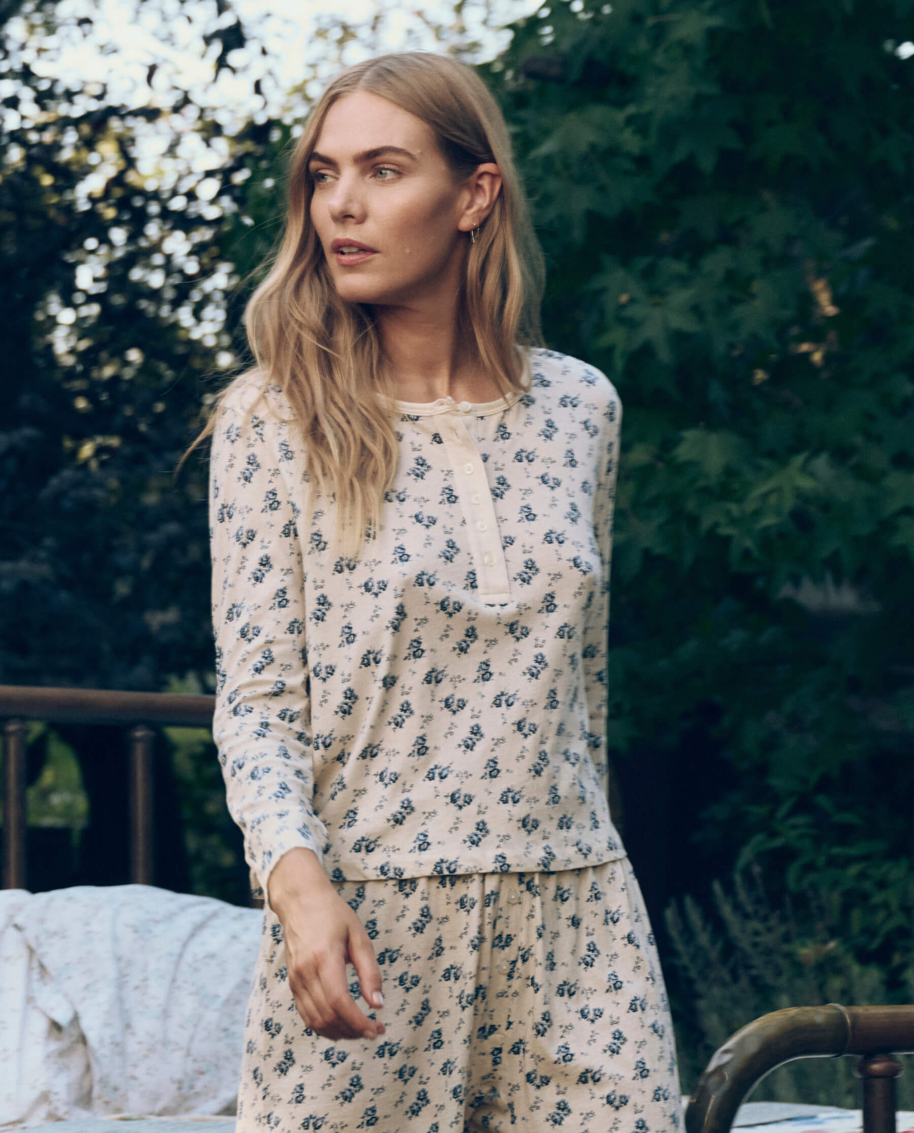 The Crop Sleep Henley. -- Indigo Rose