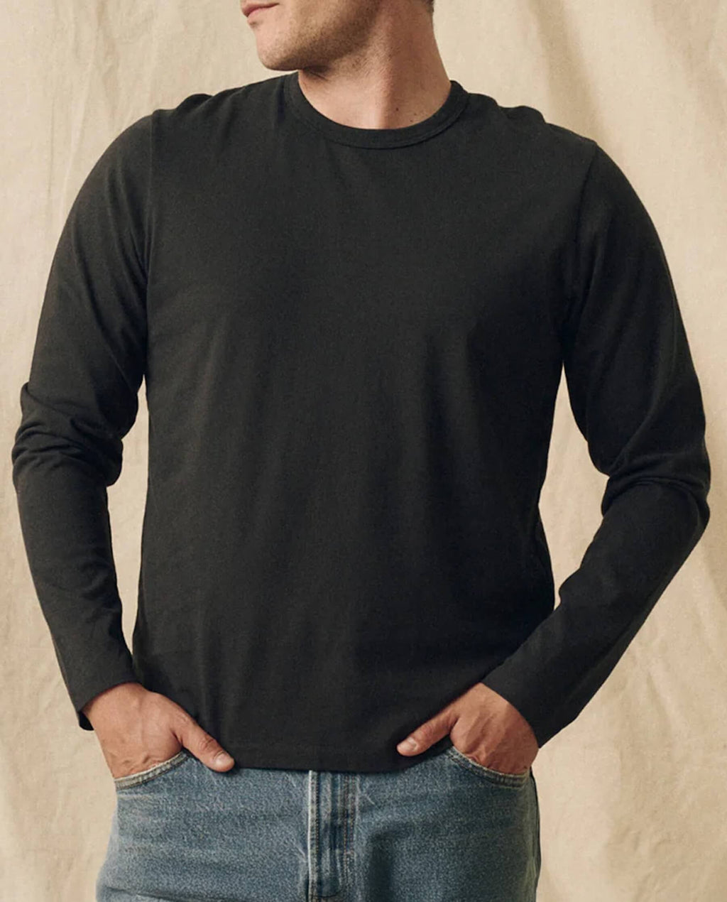 The Men's Pure Knits Long Sleeve Slim Crew. Solid -- Almost Black