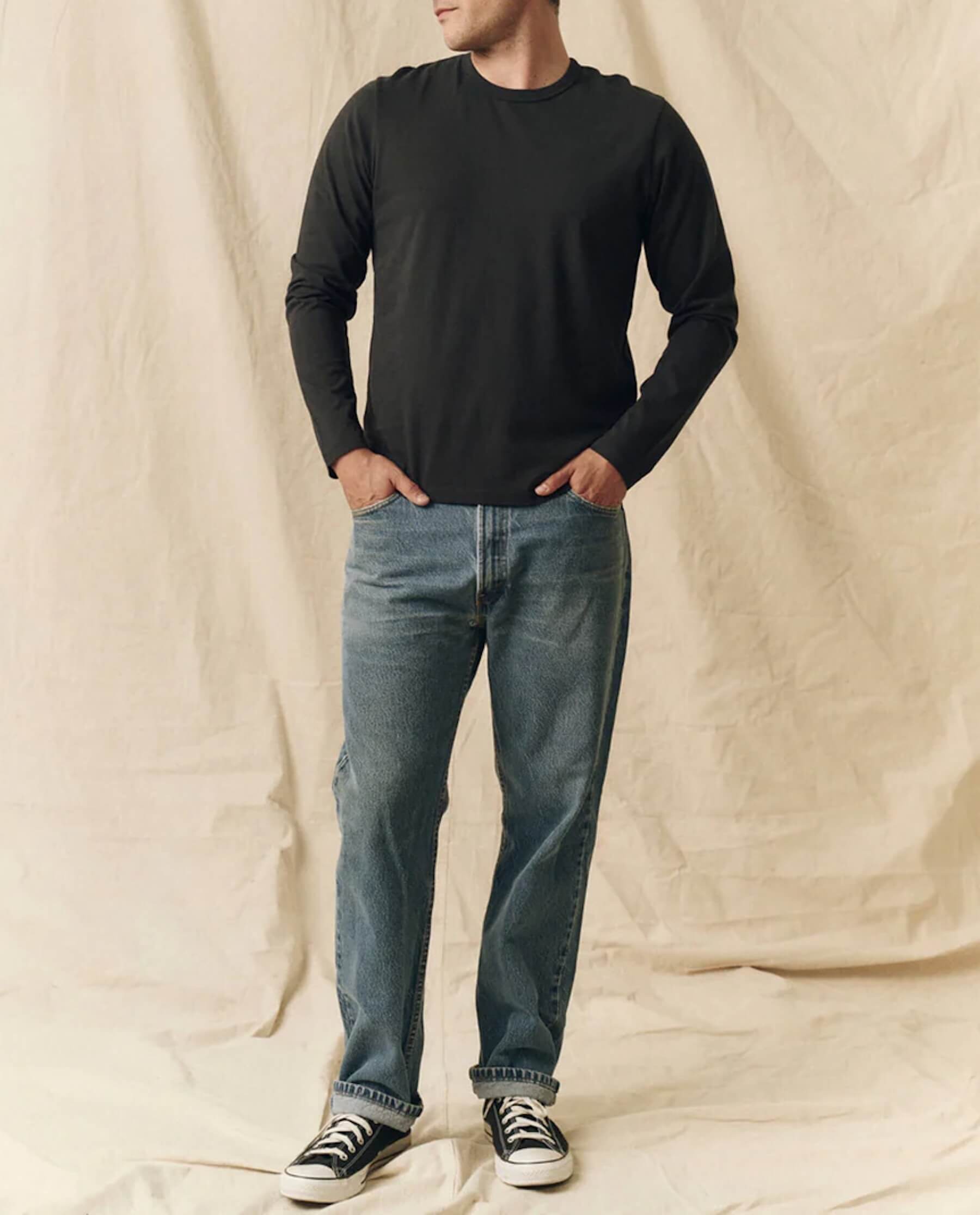 The Men's Pure Knits Long Sleeve Slim Crew. Solid -- Almost Black