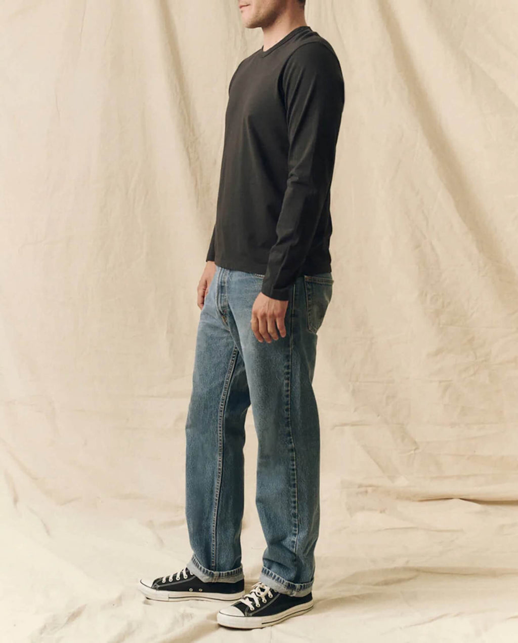 The Men's Pure Knits Long Sleeve Slim Crew. Solid -- Almost Black