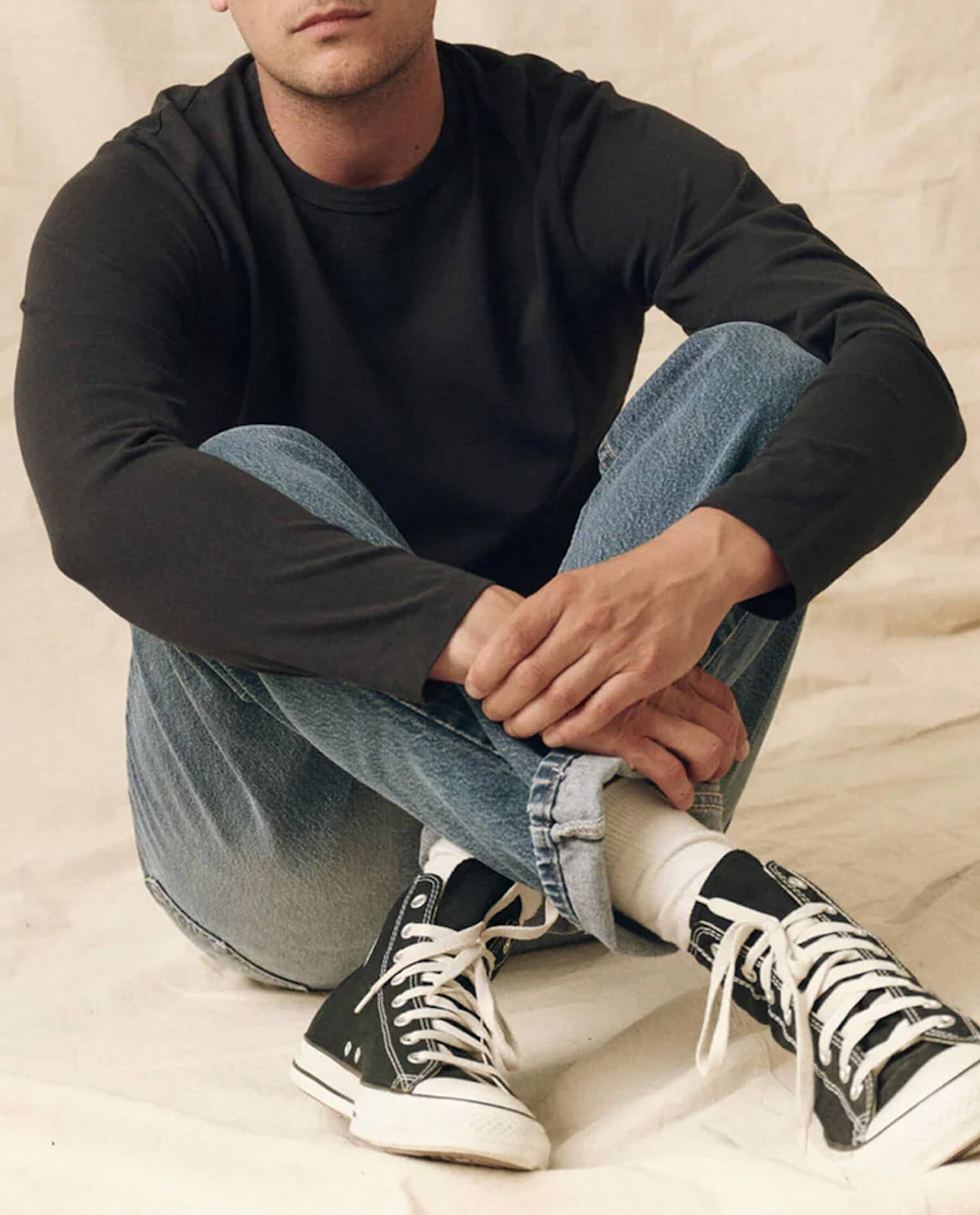 The Men's Pure Knits Long Sleeve Slim Crew. Solid -- Almost Black